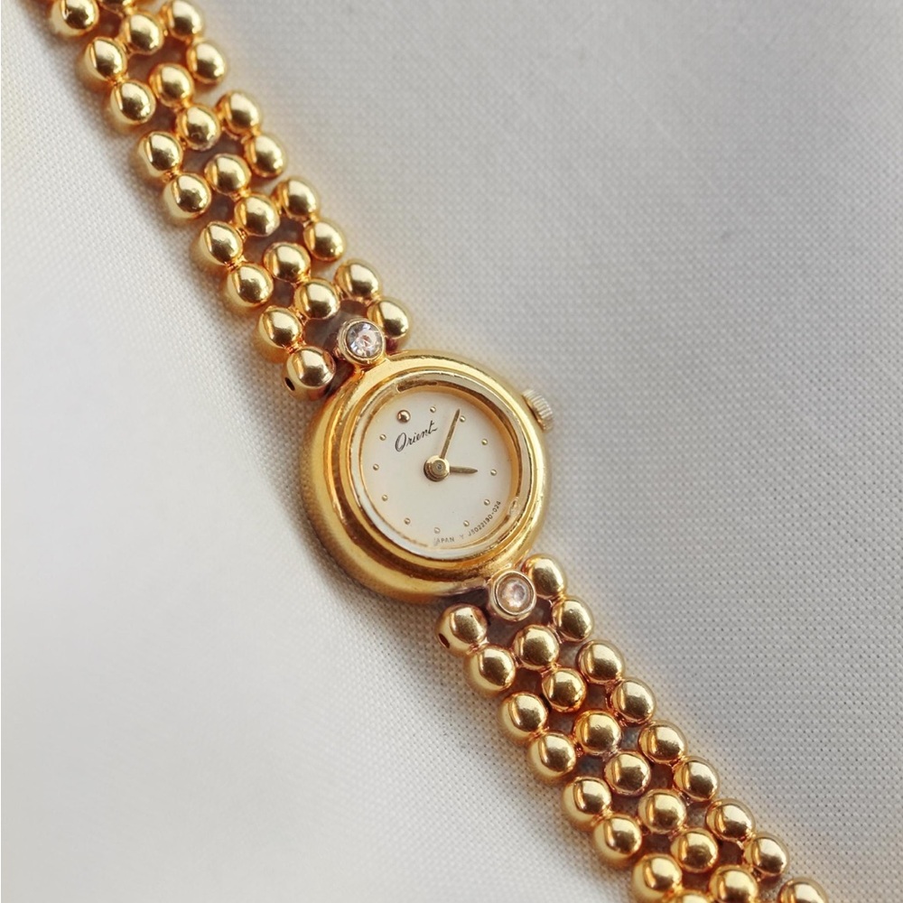 Vintage Gold Watch with Beaded Bracelet